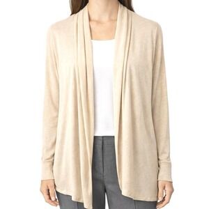BCBG Max Azria Womens NWT Biscotti Beige‎ Open Front Drape Cardigan Semi Sheer L
